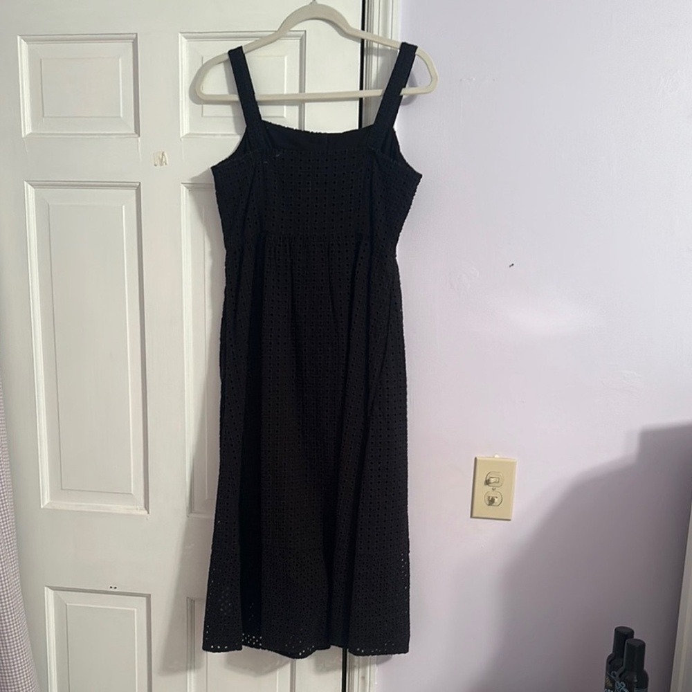 J. Crew Black Textured Midi Dress